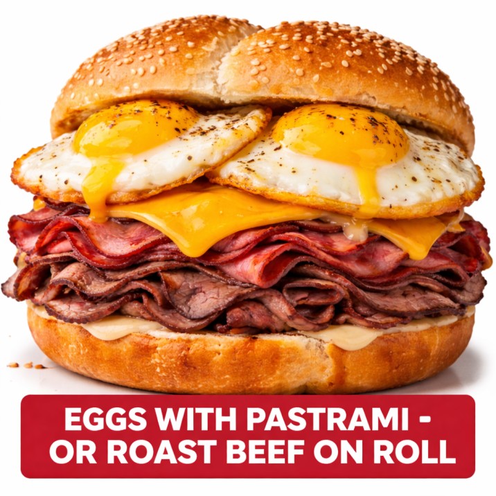 EGGSWITHPASTRAMI OR ROASTBEEF ONROLL